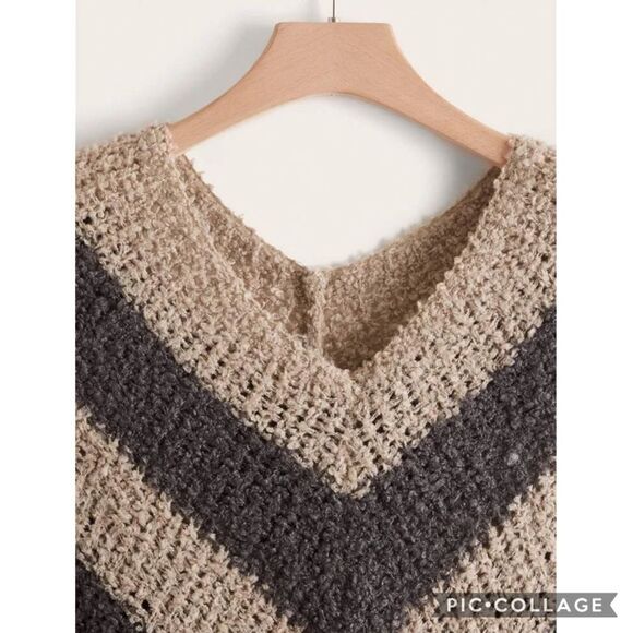 Plus Size Bohemian Hippie Beach Vibes Chevron Fringe  Poncho Size 0XL - Picture 2 of 6